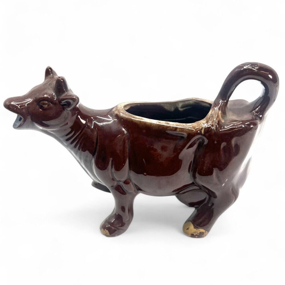 Vintage 60's Brown Cow  serving milk or cream creamer Pitcher Kitchen Decor - Picture 2 of 6